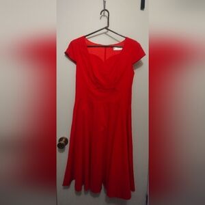 Red Asymmetrical Sheath Cocktail Dress